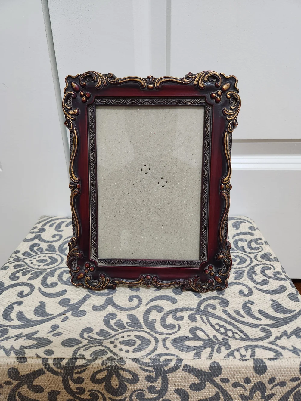 Decorative Vintage-Style Burgundy Photo Frames and Jewelry Box - Unbranded